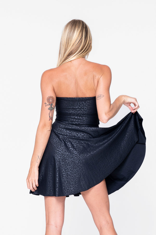 Black Exotic Touch Jag - Bandeau Comfort Crop Mini Dress