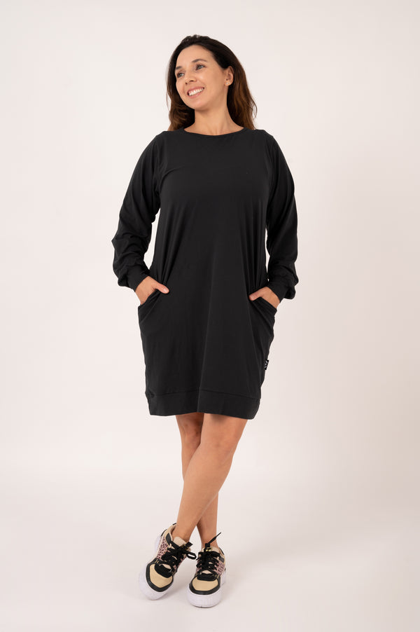 Black Soft To Touch - Lazy Girl Dress Sweater