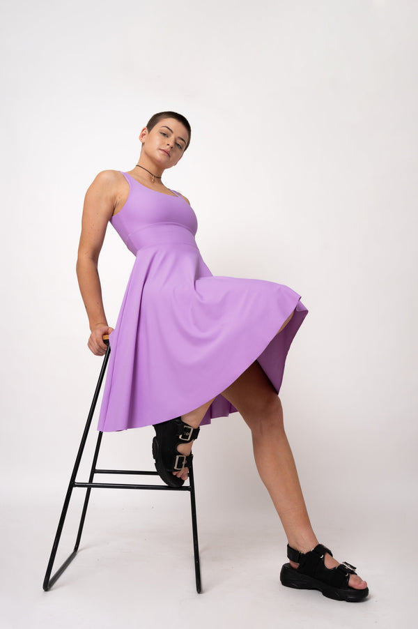 Pastel Purple Performance - Scoop Neck Comfort Crop Midi Dress