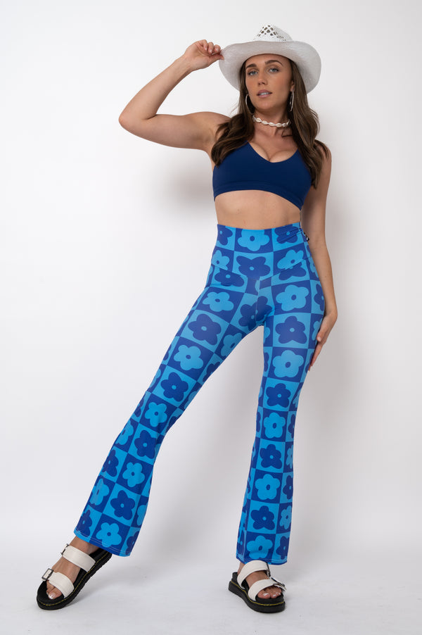 Petal Power Blue Soft To Touch - High Waisted Bootleg Pant