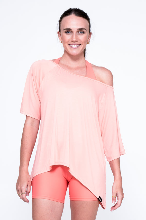 Peachy Slinky To Touch - Off The Shoulder Tee