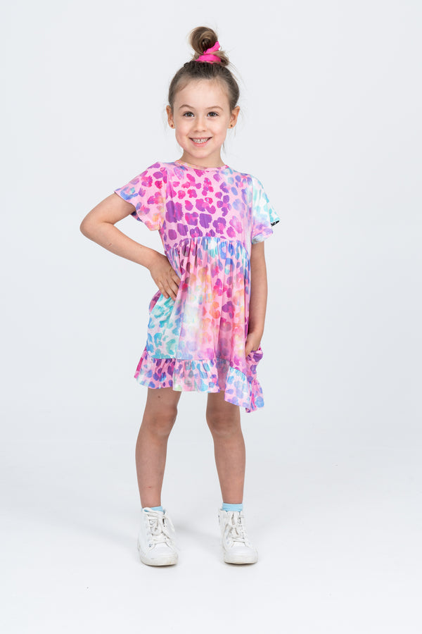 Rainbow Jag Slinky To Touch - Kids Baby Doll Tiered Mini Dress