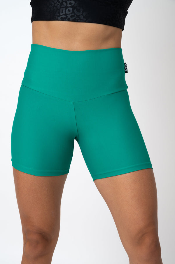 Seafoam Green Performance - High Waisted Booty Shorts