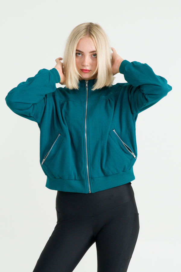 Teal French Terry - Bomber Jacket