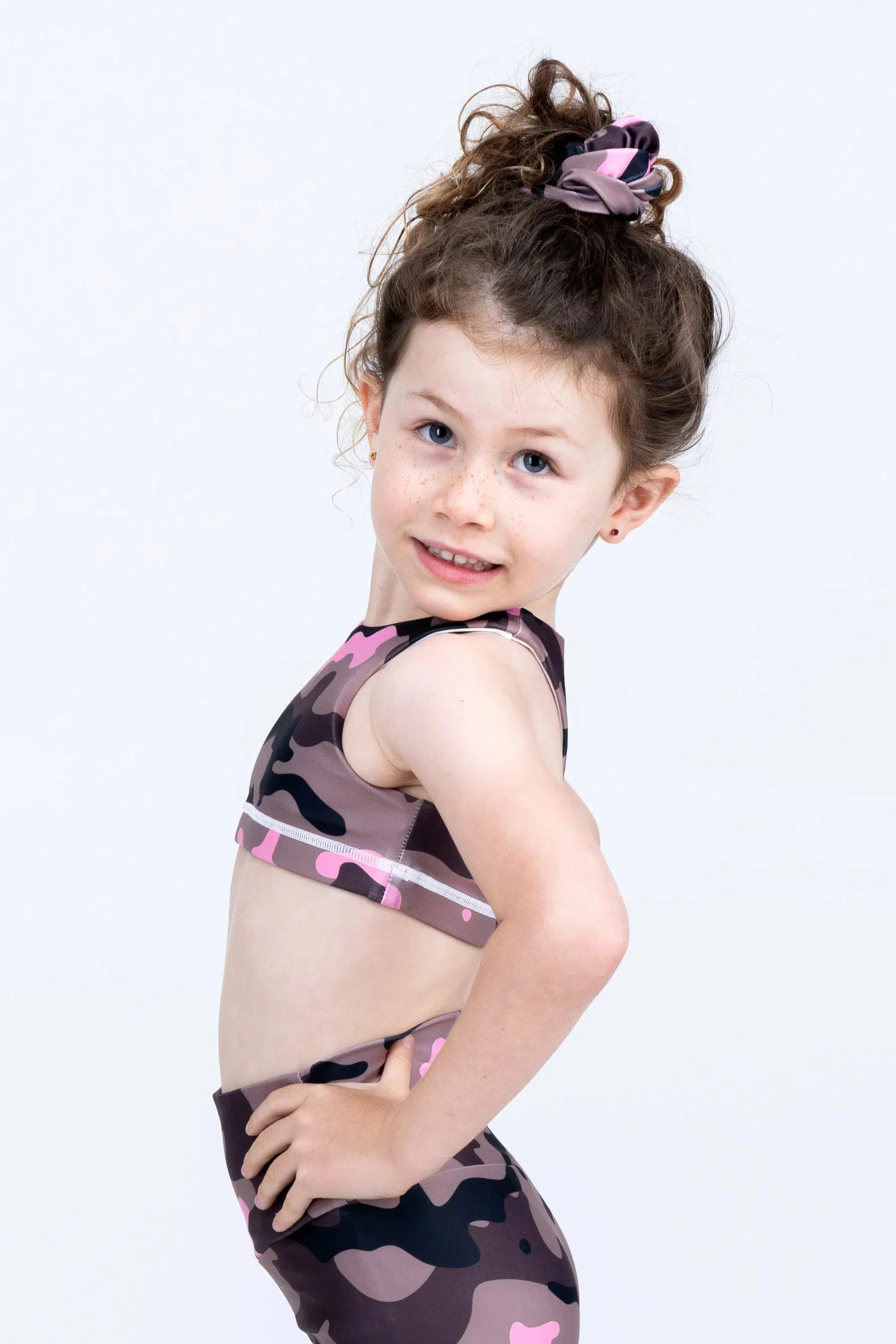 Performance Kids Crop Top Camo Crush Pink
