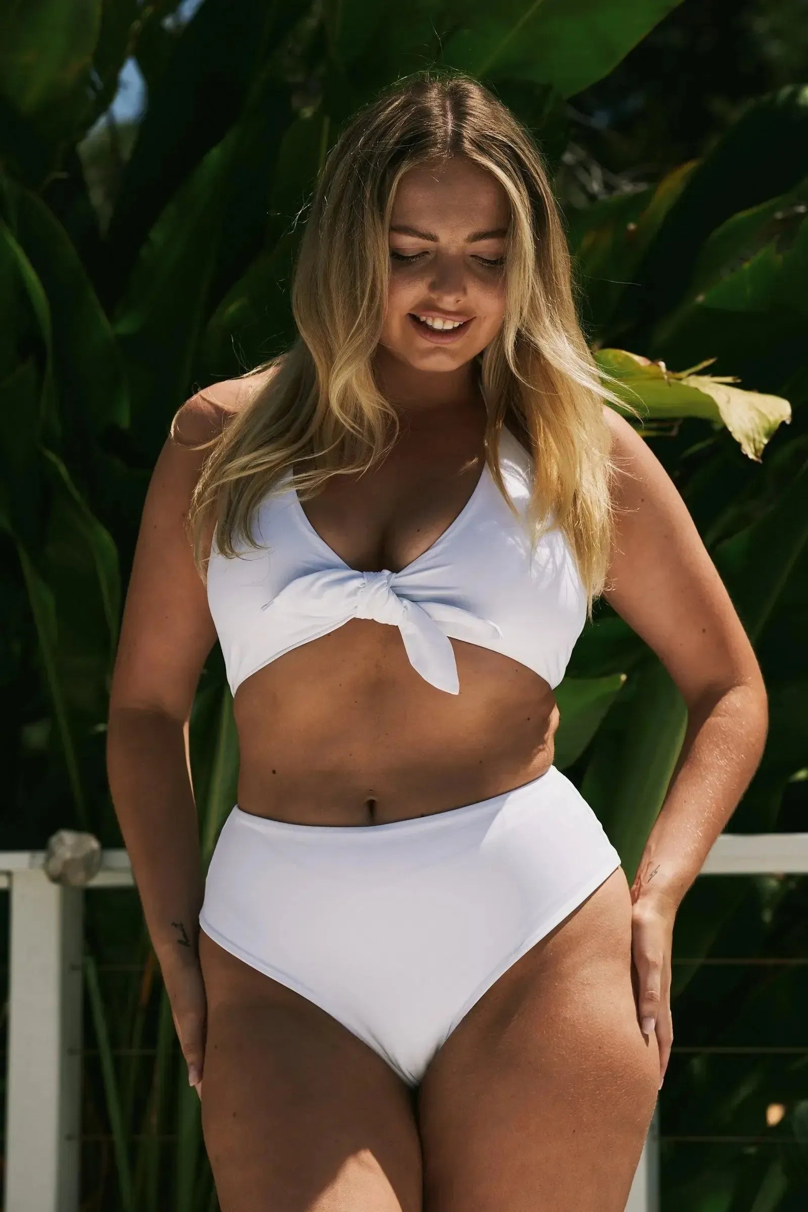 Silky Reversible High Waisted Cheeky Cut Bikini Bottoms White