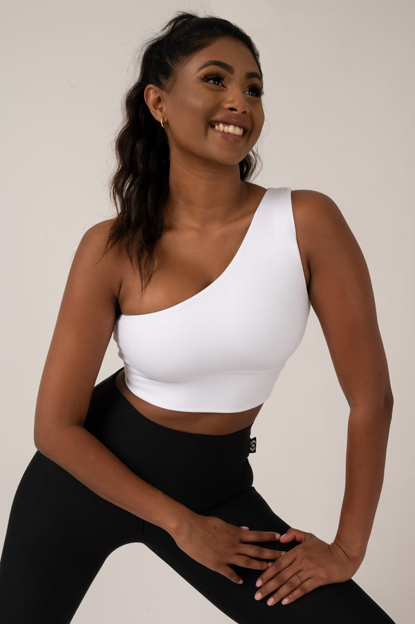 White Body Contouring - One Shoulder Comfort Crop Top