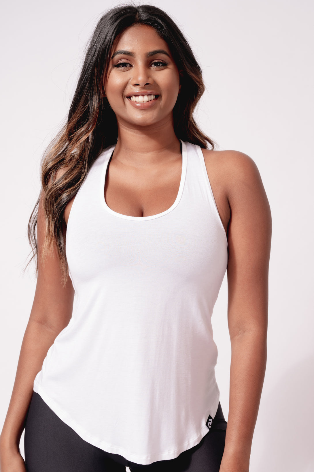 (R2W) White Slinky To Touch - Racer Back Tank Top - Exoticathletica