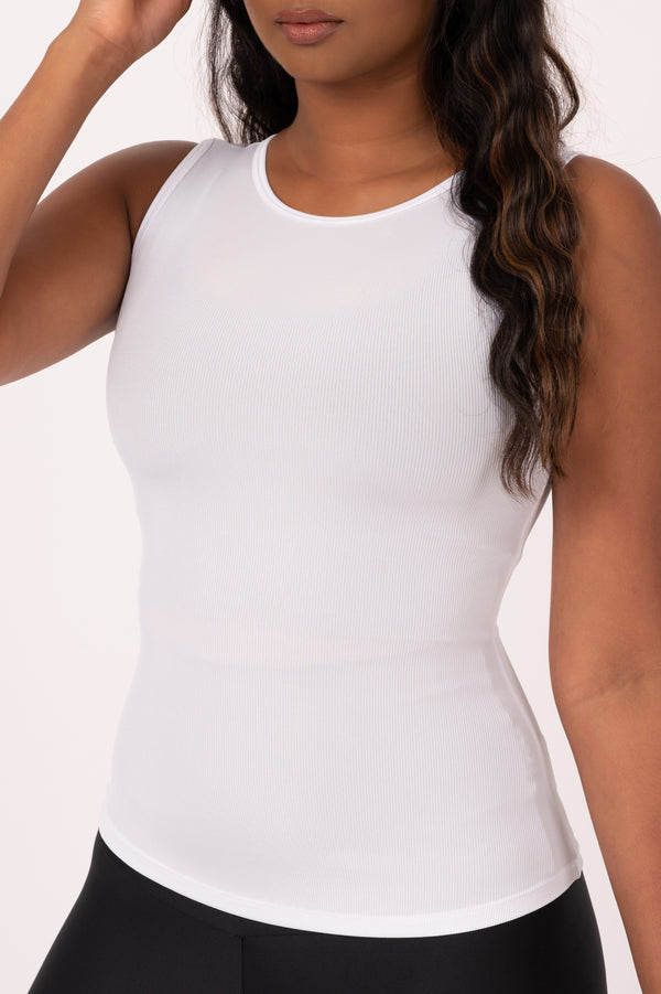 White Rib Knit - Fitted Tank - Exoticathletica