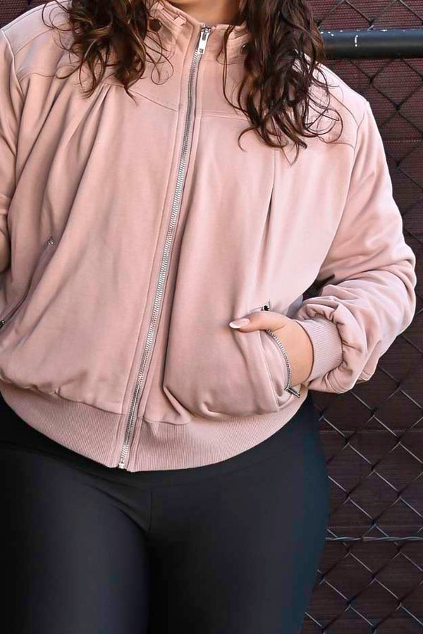 Beige French Terry - Bomber Jacket