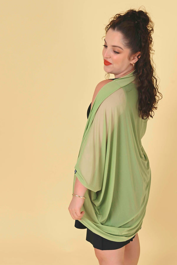 Olive Green Net - Midi Kimono