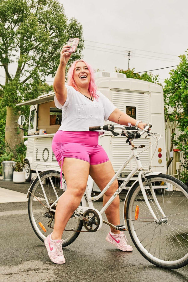 Pink Body Contouring - High Waisted Tie Side Booty Shorts