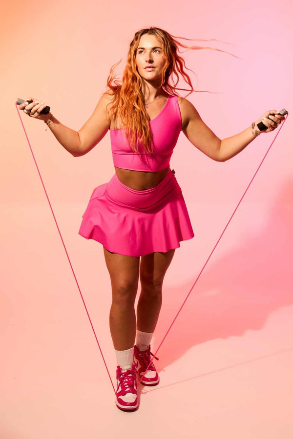 Candy Pink Performance - High Waisted Simple Skort