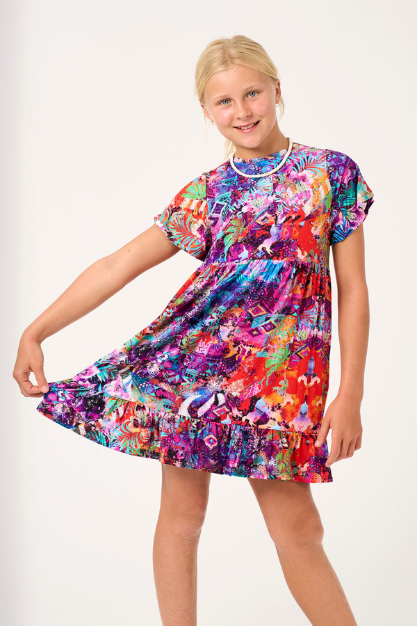 Believe The Hype Slinky To Touch - Kids Baby Doll Tiered Mini Dress