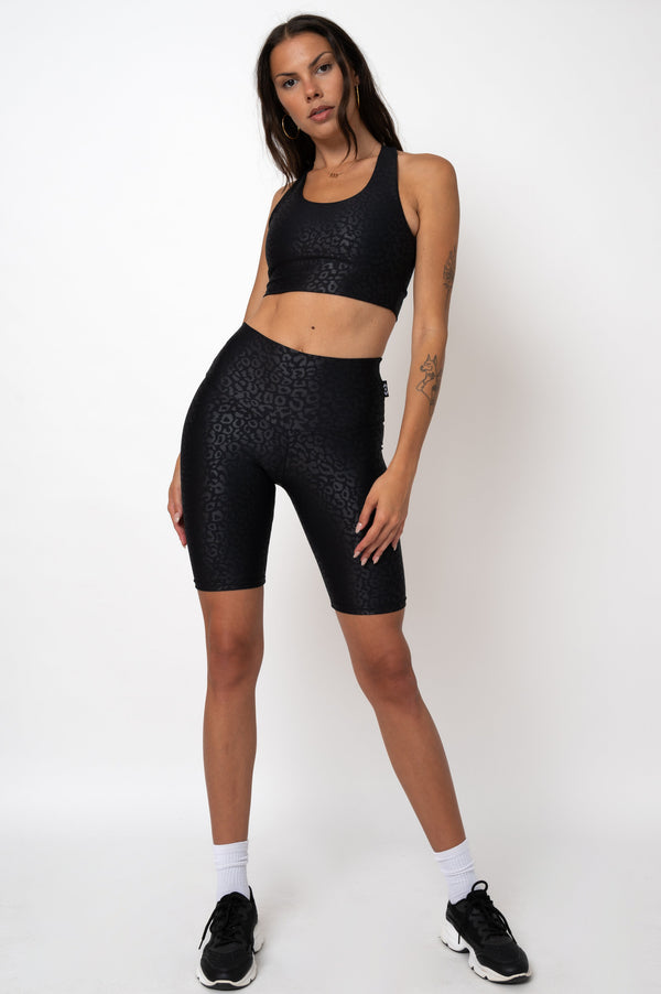 Black Exotic Touch Jag - High Waisted Long Shorts