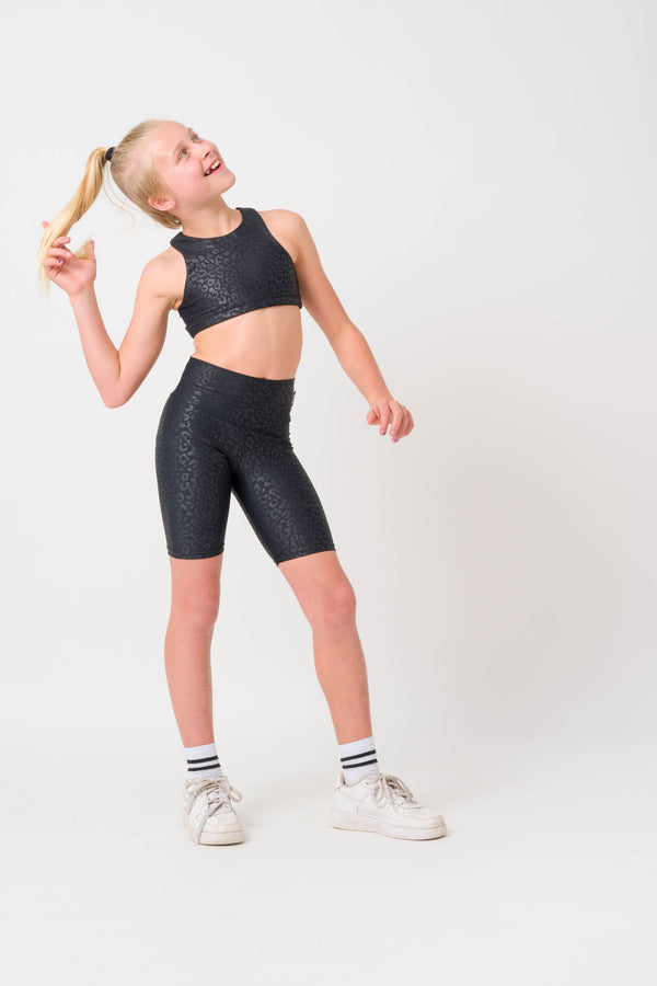 Black Exotic Touch Jag - Kids Long Shorts