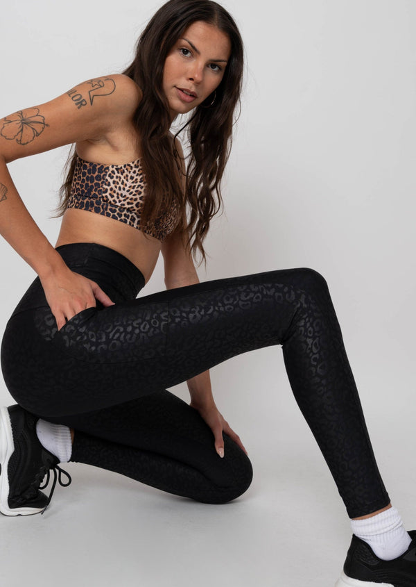 Black Exotic Touch Jag - Panel Pocket Extra High Waisted Leggings