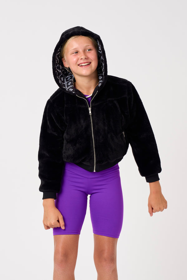 Black Faux Fur - Kids Floofy Jacket