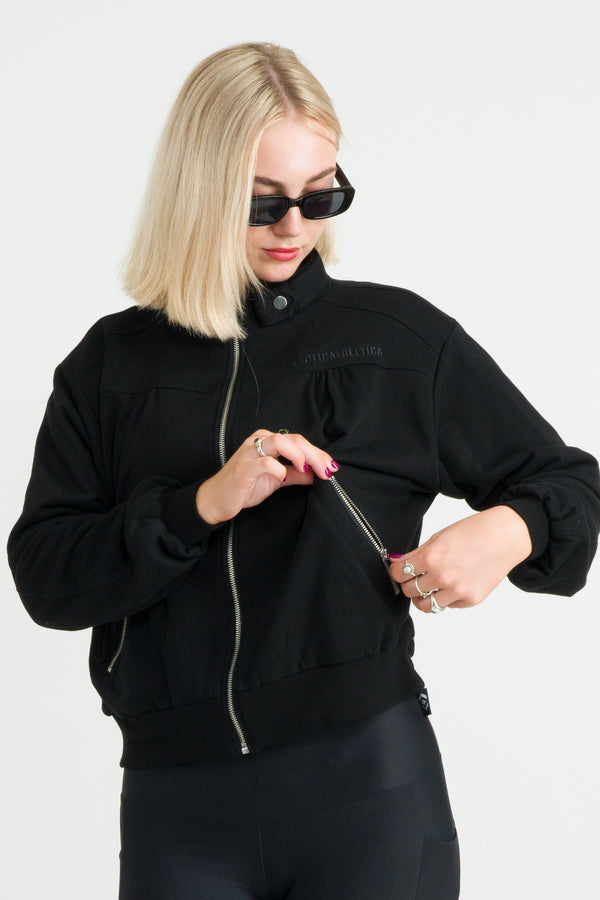 Black French Terry - Bomber Jacket