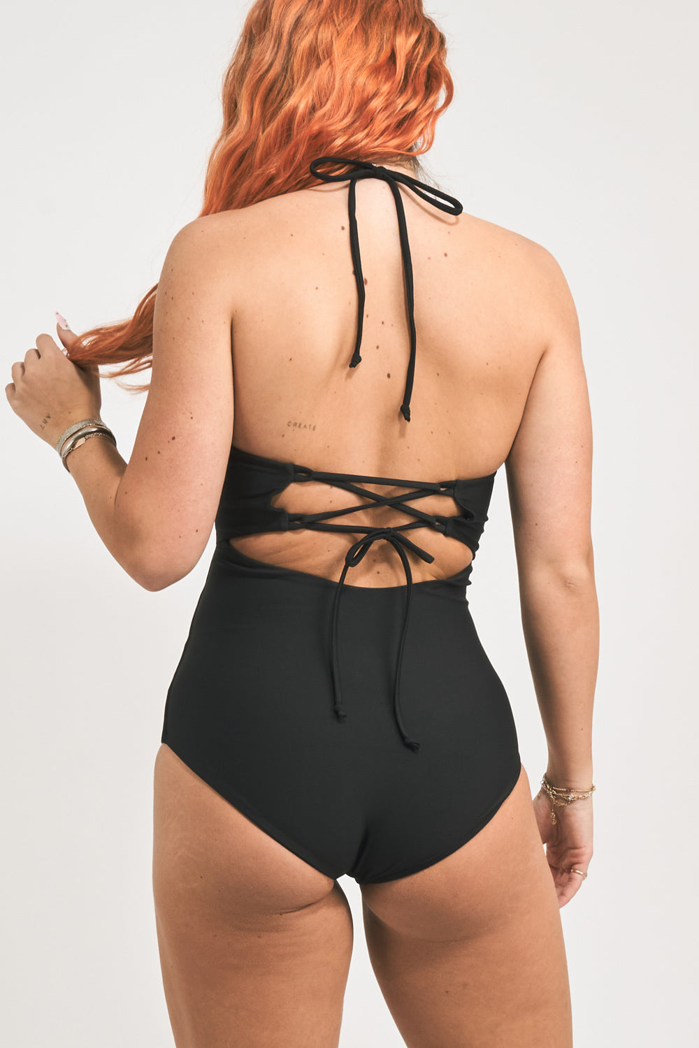 Black Performance - Bralette One Piece w/ Extra Coverage Bottoms - Exoticathletica