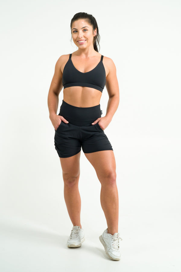 Black Soft to Touch - Jogger Shorts w/ Pockets
