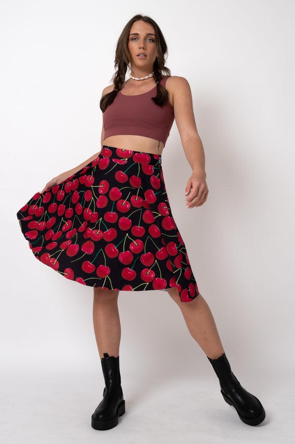 Cherryish You Silky - Narrow Waisted Midi Skater Skirt W/ Pockets