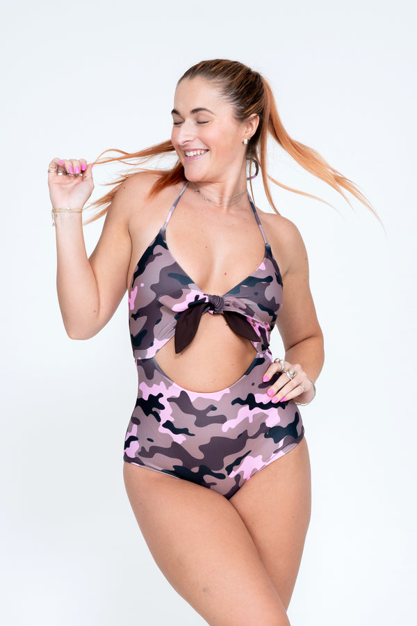Camo Crush Pink Performance - Bralette One Piece W/ Extra Coverage Bottoms