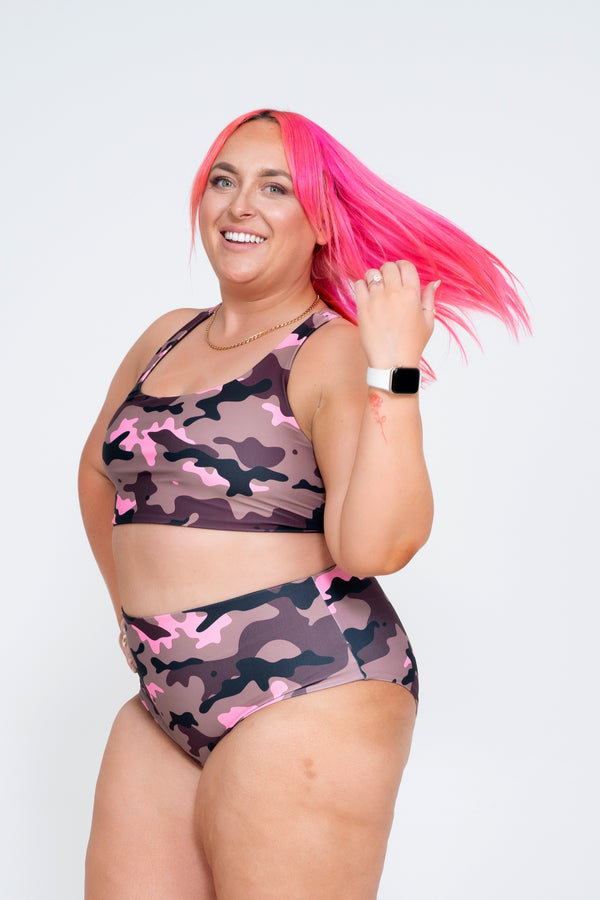Camo Crush Pink Performance - Cross Over Bikini Top