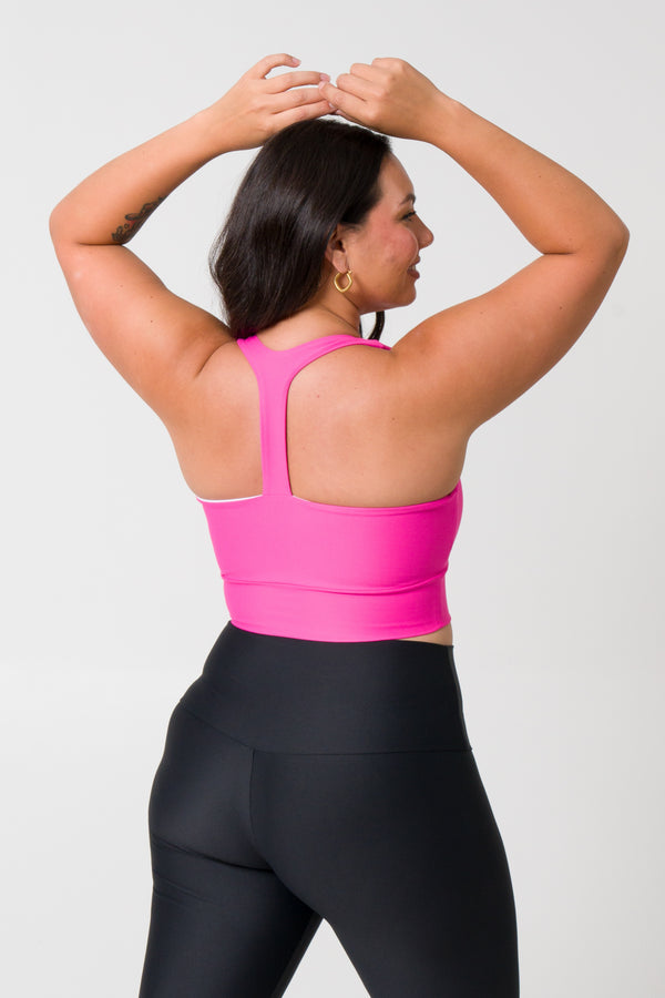 Candy Pink Performance - T Back Comfort Crop Top
