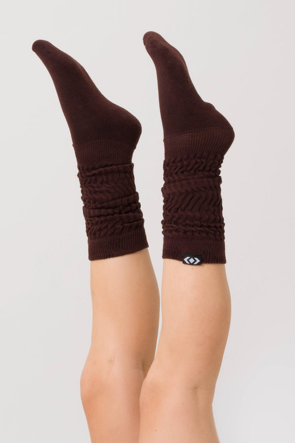 Chocolate - Knee Grazer Scrunchie Socks