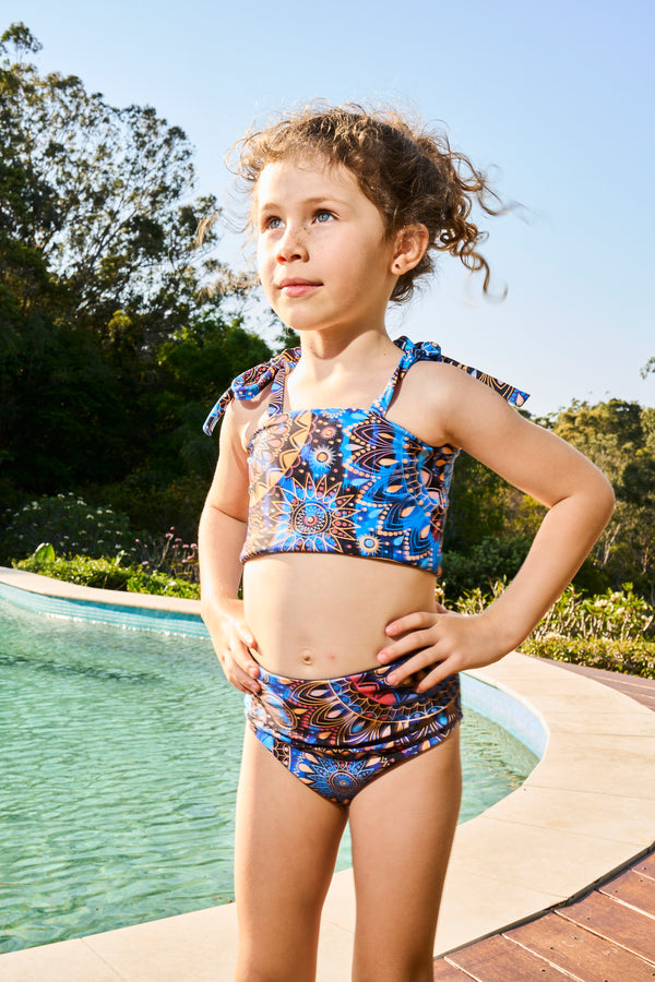 Sundial Me Up Blue Performance - Kids Bikini Top