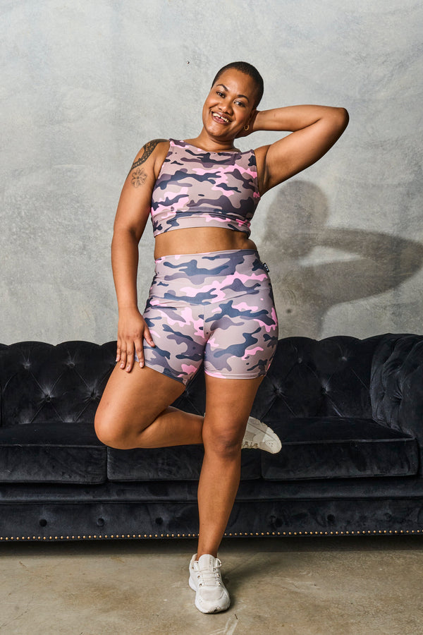 Camo Crush Pink Performance - High Waisted Booty Shorts