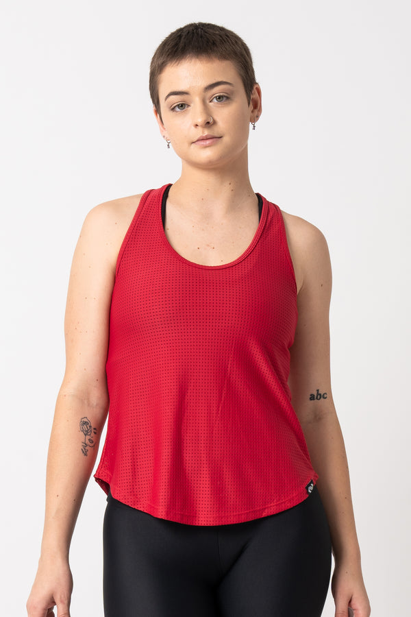 Red Bball Mesh - Racer Back Tank Top