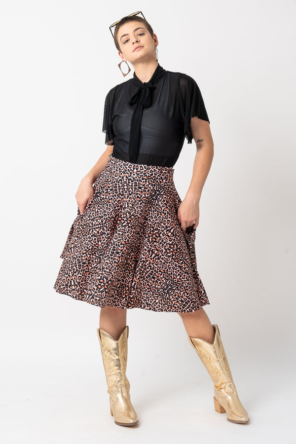Find Your Wild Silky - Narrow Waisted Midi Skater Skirt w/ Pockets