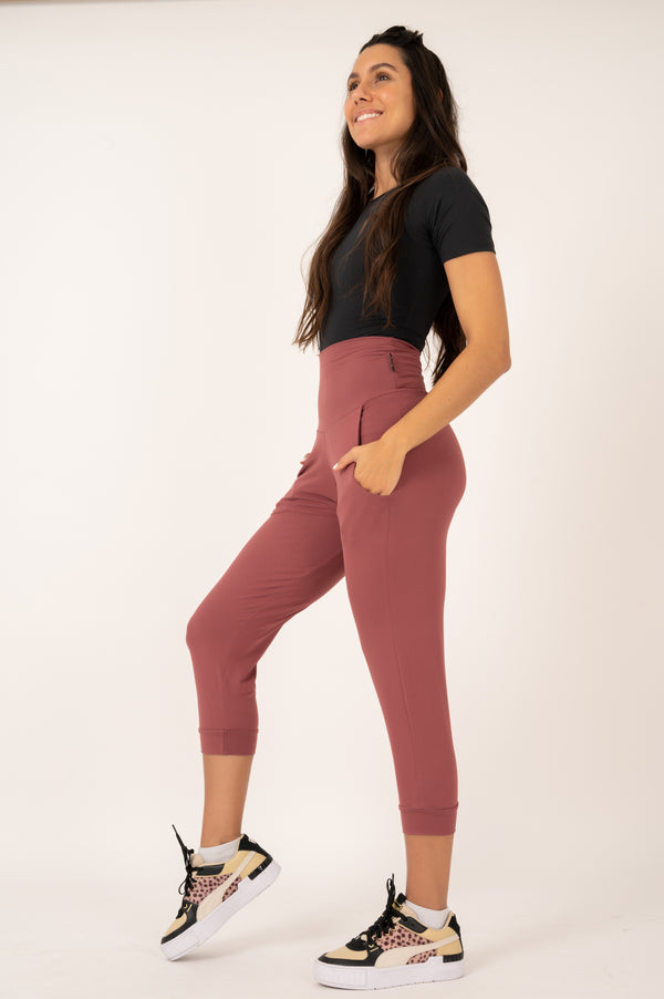 Dark Blush Soft To Touch - Jogger Capris W/ Pockets