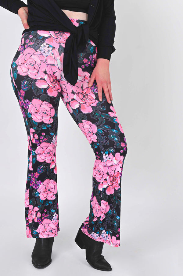 Garden Games Pink Soft To Touch - High Waisted Bootleg Pant