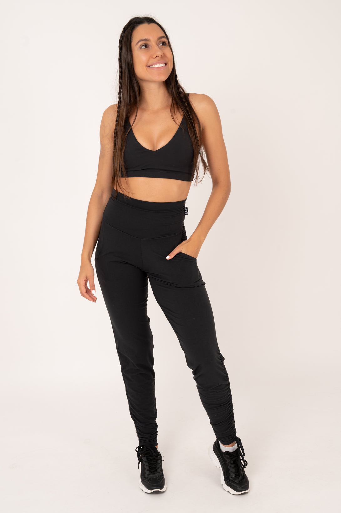 Black Soft To Touch - Jogger Long Tie Sided w/ Pockets - Exoticathletica