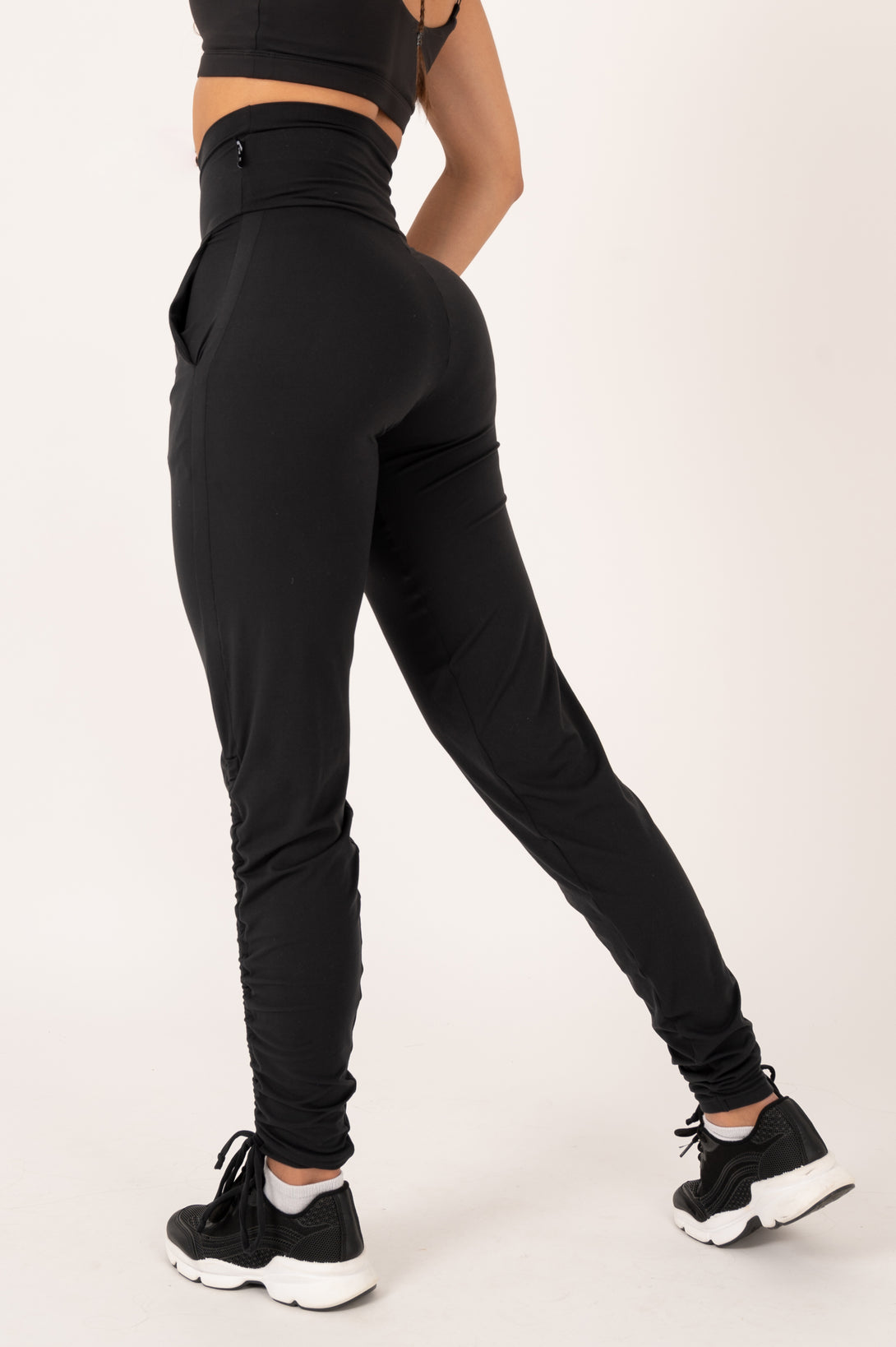 Black Soft To Touch - Jogger Long Tie Sided w/ Pockets - Exoticathletica