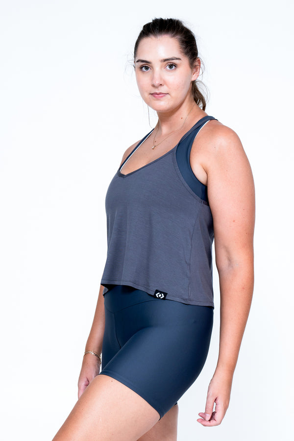 Dark Charcoal Slinky To Touch - Cropped Singlet
