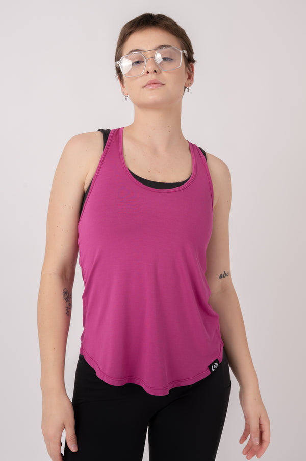 Dark Orchid Slinky To Touch - Racer Back Tank Top