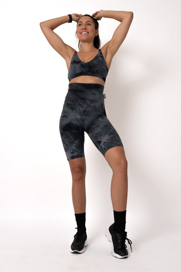 Dark and Moody Tie Dye Body Contouring - Extra High Waisted Long Shorts