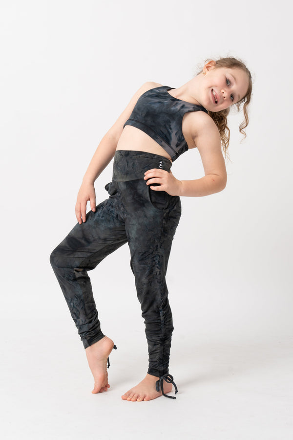 Dark and Moody Tie Dye Soft To Touch - Kids Jogger Long Tie Sides W/ Pockets