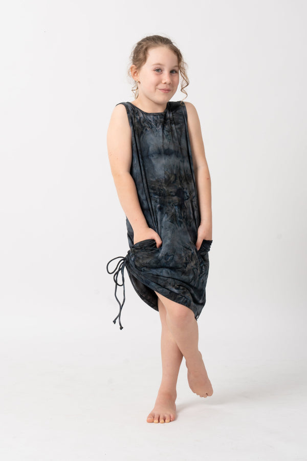 Dark and Moody Tie Dye Soft To Touch - Kids Lazy Girl Dress Tank