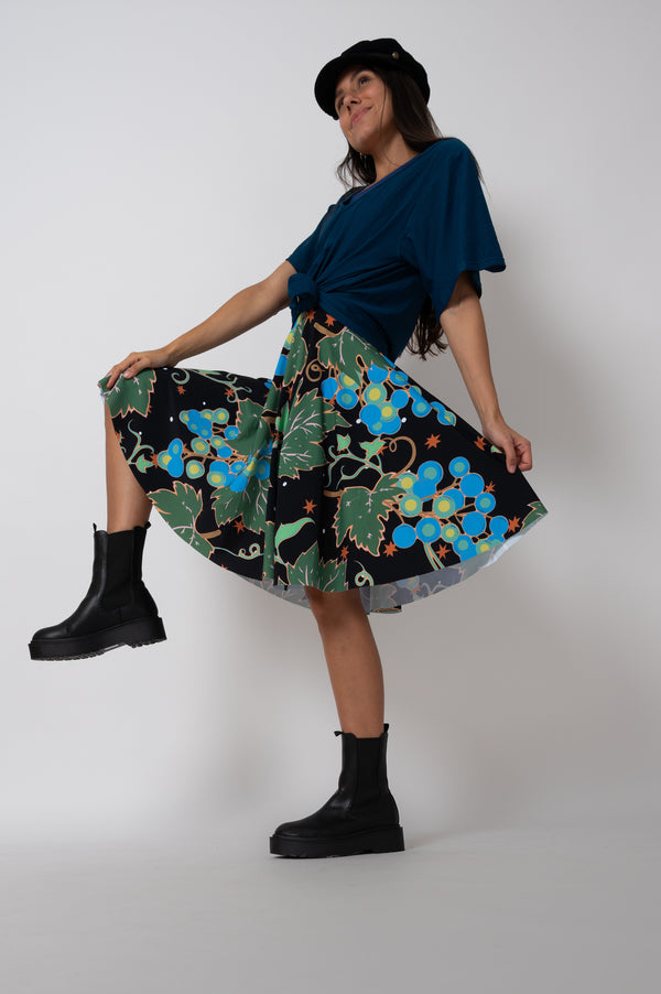 Do It For The Vine Silky - Narrow Waisted Midi Skater Skirt W/ Pockets