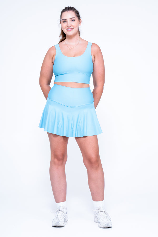 Dusty Pale Blue Performance - High Waisted Simple Skort