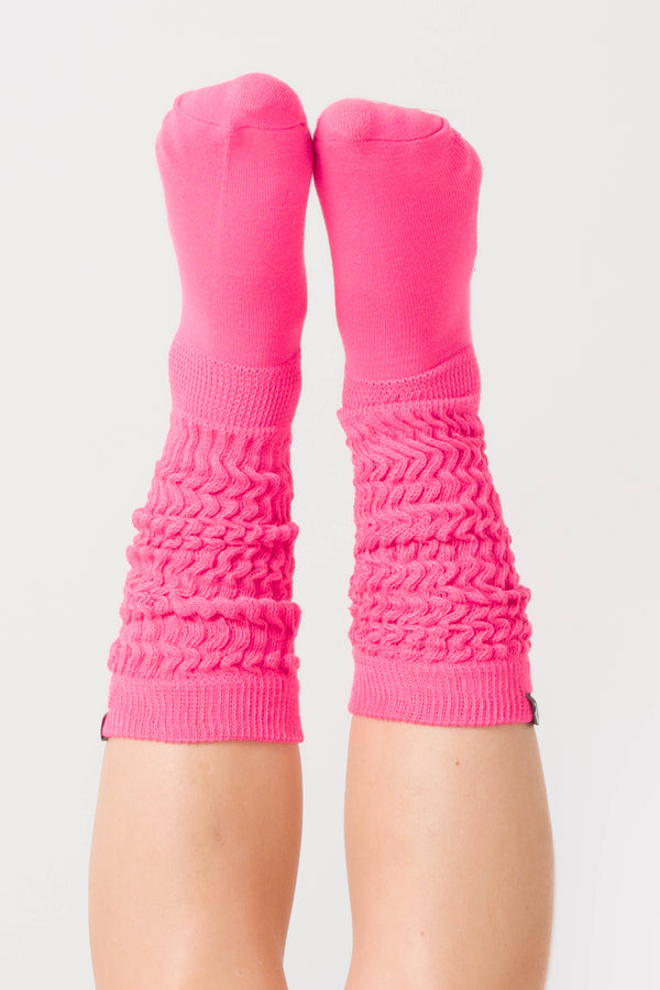 Hot Pink - Knee Grazer Scrunchie Socks