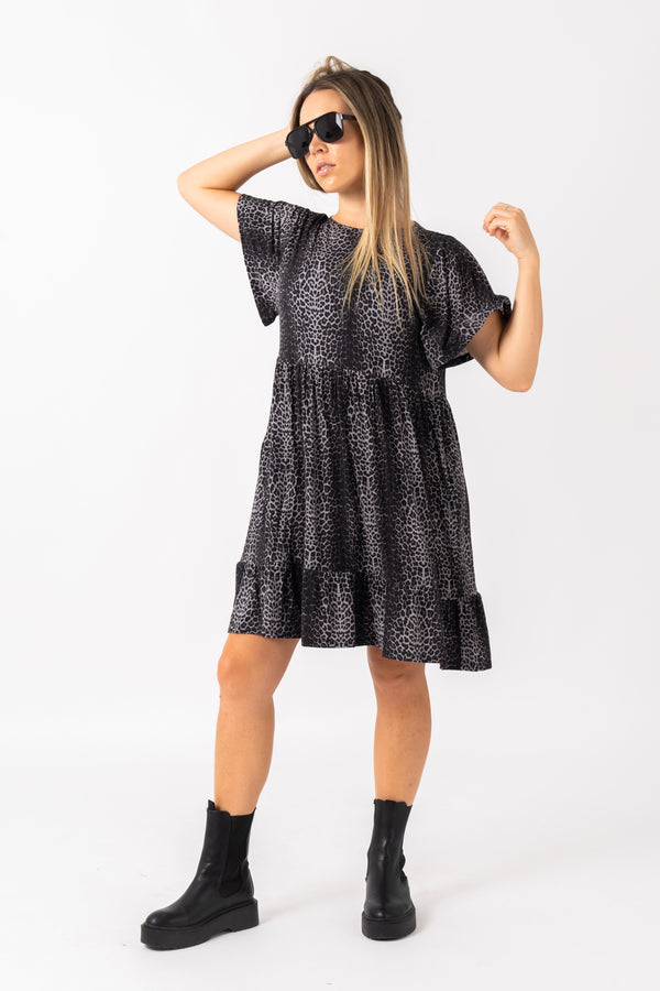Jag Swag Black Slinky To Touch - Baby Doll Tiered Mini Dress