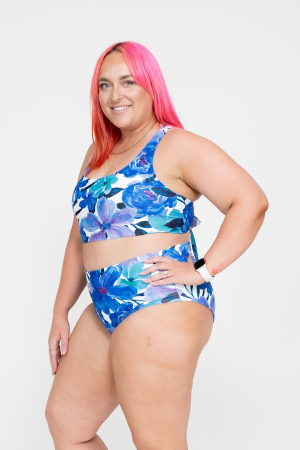 Late Bloomer Blue Performance - High Waisted Extra Coverage Bikini Bottoms