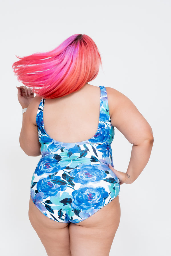 Late Bloomer Blue Performance - Wrap One Piece W/ Extra Coverage Bottoms