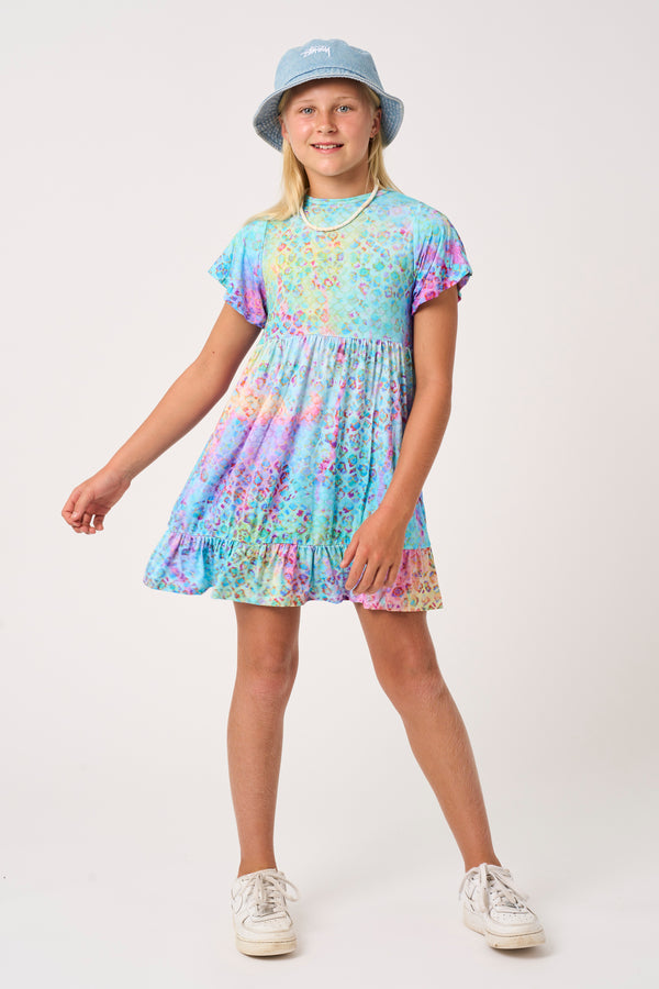 Mermaid Jag Slinky To Touch - Kids Baby Doll Tiered Mini Dress